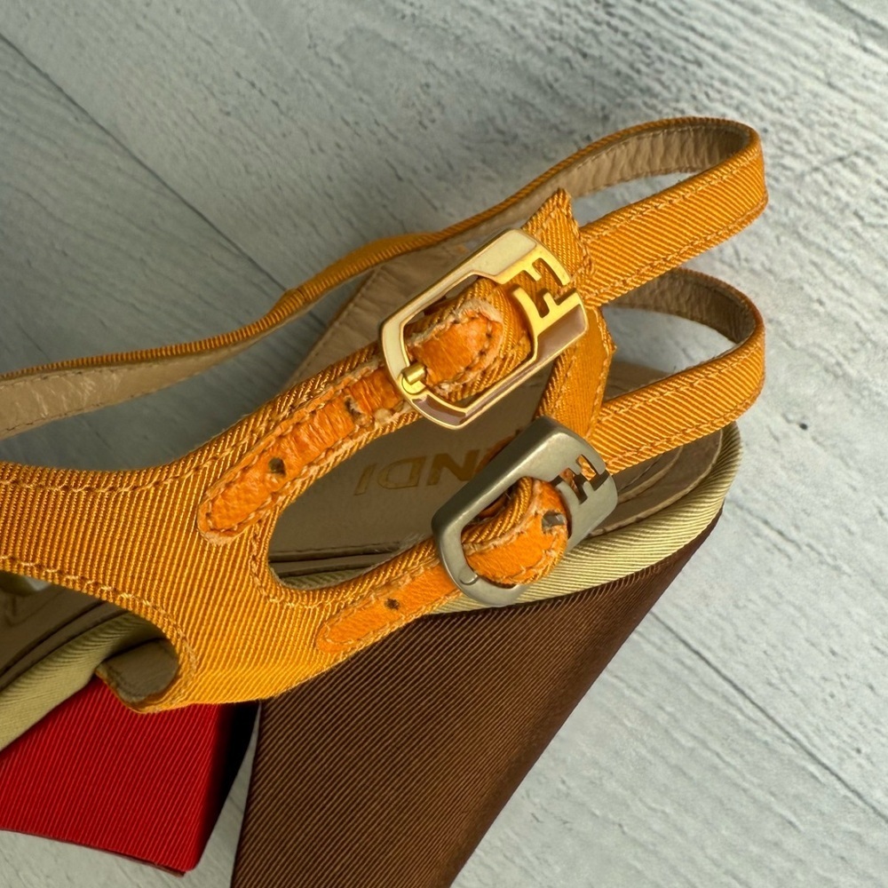 RARE Fendi Nappa Baguette Color Block Double Ankle Strap Heel Sandals Size 36/6 - Picture 11 of 11